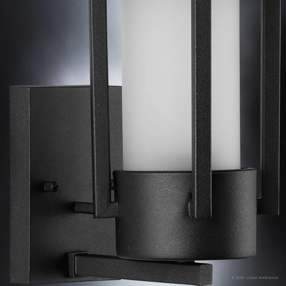 UHP1310 Mid-Century Modern Outdoor Wall Sconce 12''H x 9.125''W, Midnight Black Finish, Riverside Collection