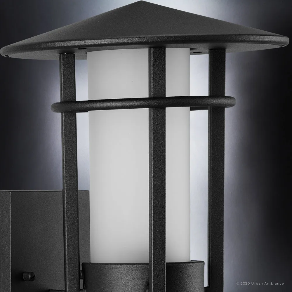 UHP1310 Mid-Century Modern Outdoor Wall Sconce 12''H x 9.125''W, Midnight Black Finish, Riverside Collection