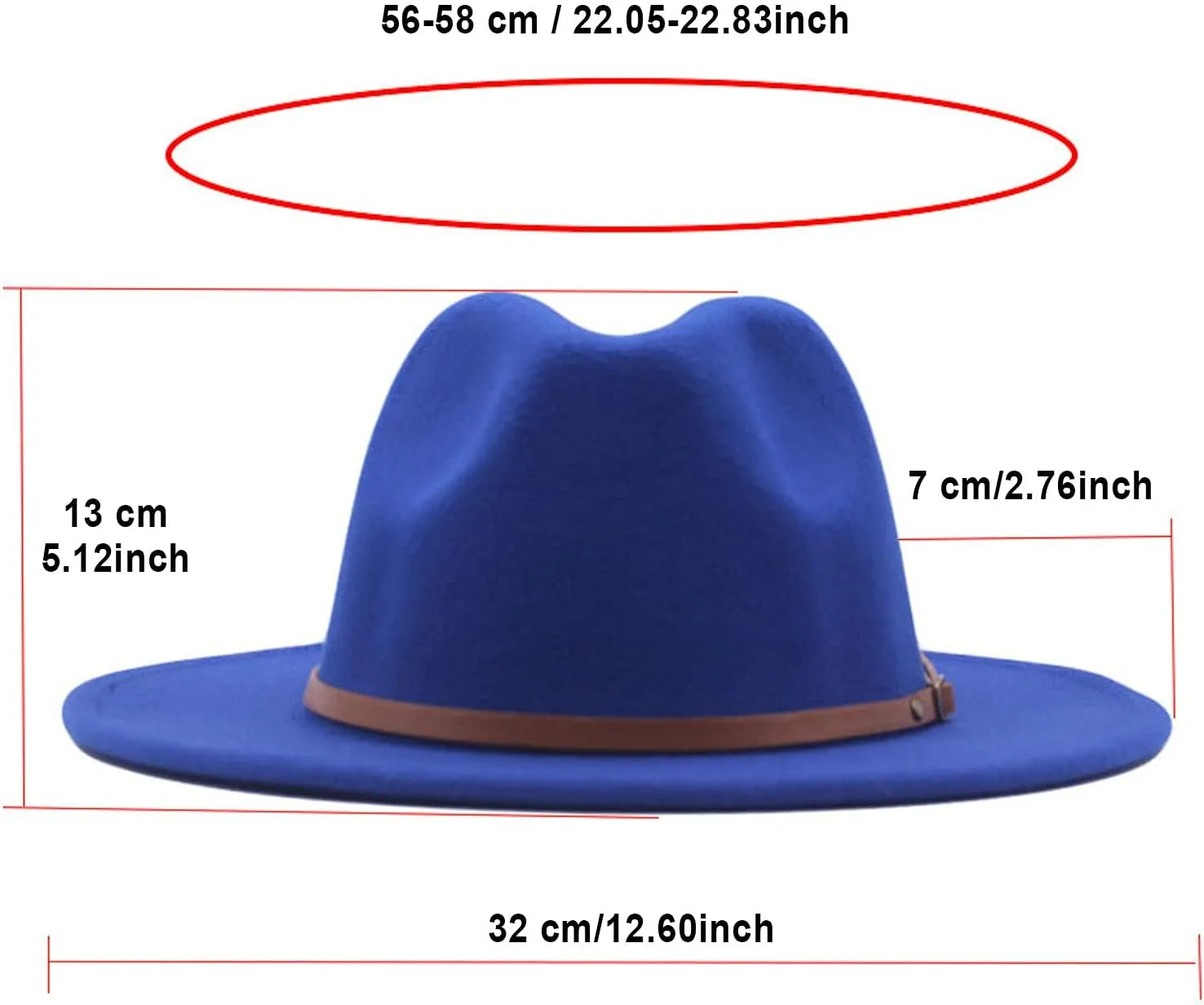 VESNIBA Womens Fedora Panama Wool Belt Classic Hat Buckle Hat Floppy Wide Caps Chew Hat