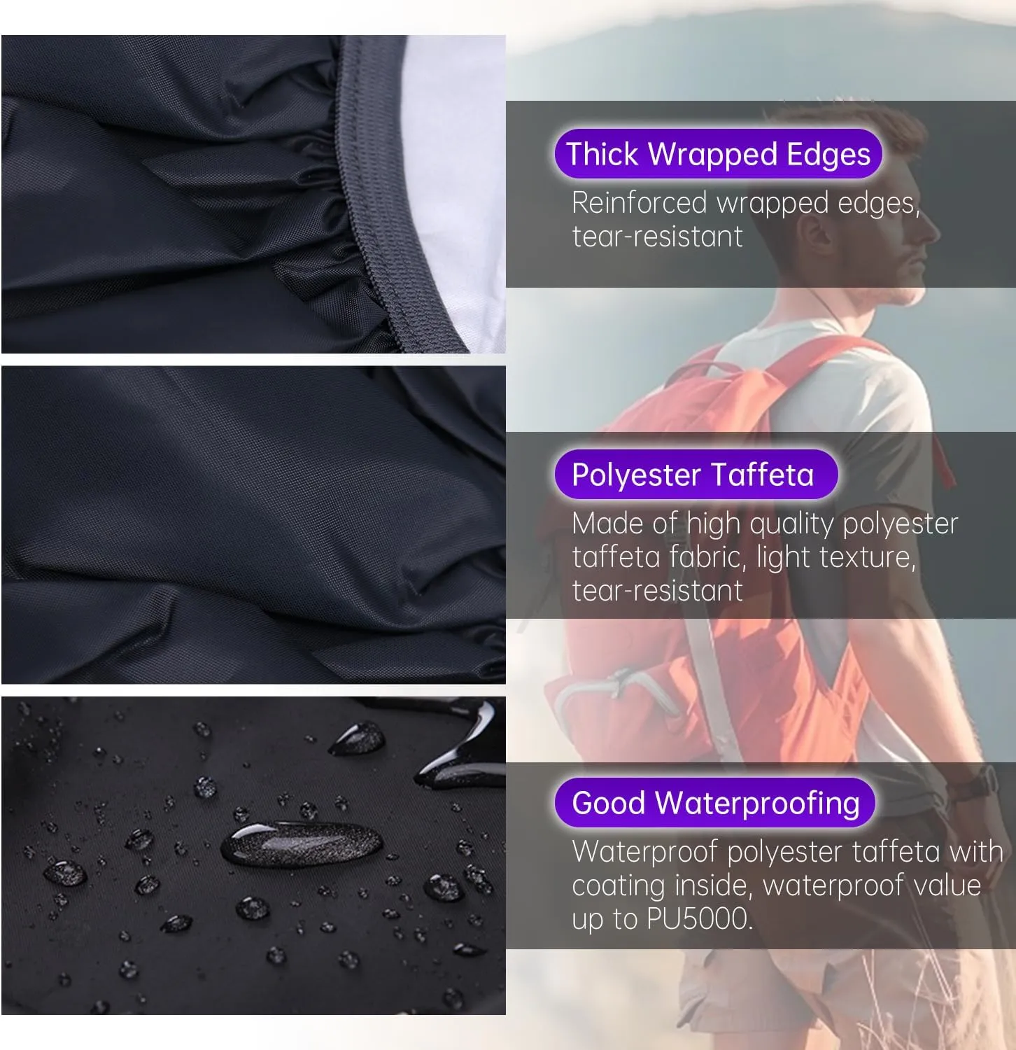 Waterproof Backpack Rain Cover with Reflective Strip for Mountaineering, Traveling, Cycling, Camping and Outdoor