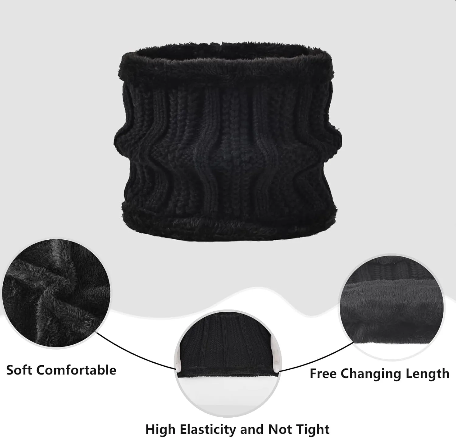 Women Winter Hat Gloves Scarf Set Beanie Warm Fleece Scarves Touchscreen Glove 3 in 1