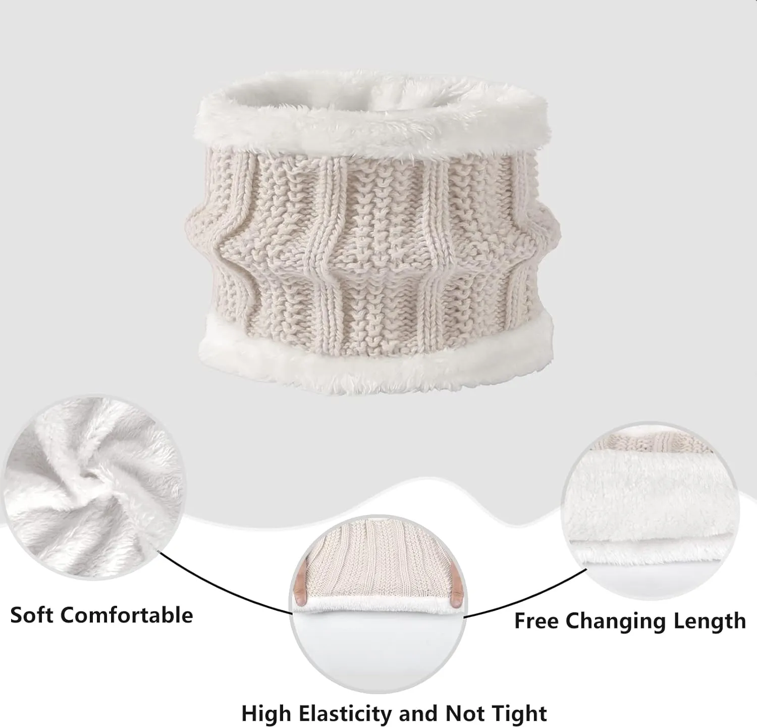 Women Winter Hat Gloves Scarf Set Beanie Warm Fleece Scarves Touchscreen Glove 3 in 1