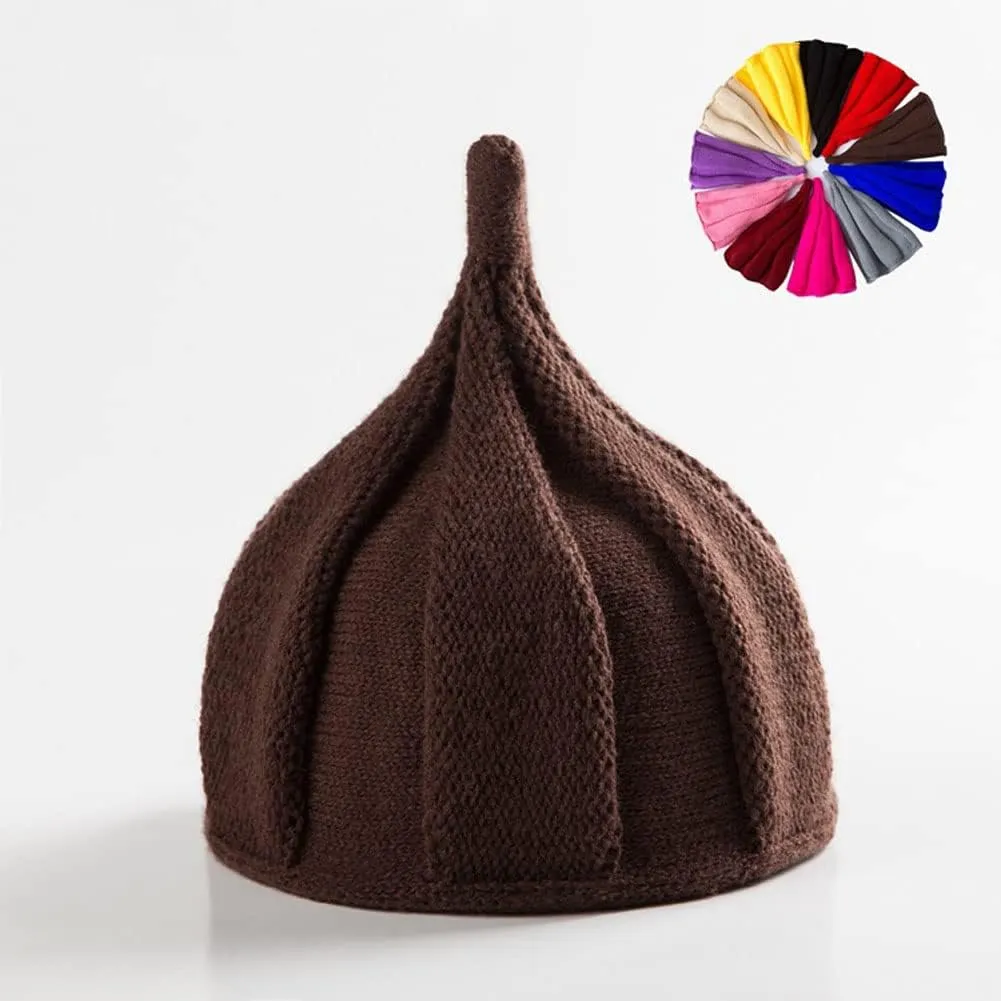 Women Winter Knitted Cone Hat Warm Skull Beanie Fashionable Hats, 2 Pack