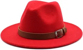 Woolen Jazz Hat, British Style Hat, Big Brimmed Hat, Men's and Women's Fashion Flat Brimmed Hat Felt Hat Fengyan Cowboy Hats (Color : Rose Red, Size : 56-58cm) Woolen Jazz Hat, British Style Hat, Big Brimmed Hat, Men's and Women's Fashion Flat Brimmed Hat Felt Hat Fengyan Cowboy Hats (Color : Rose Red, Size : 56-58cm)