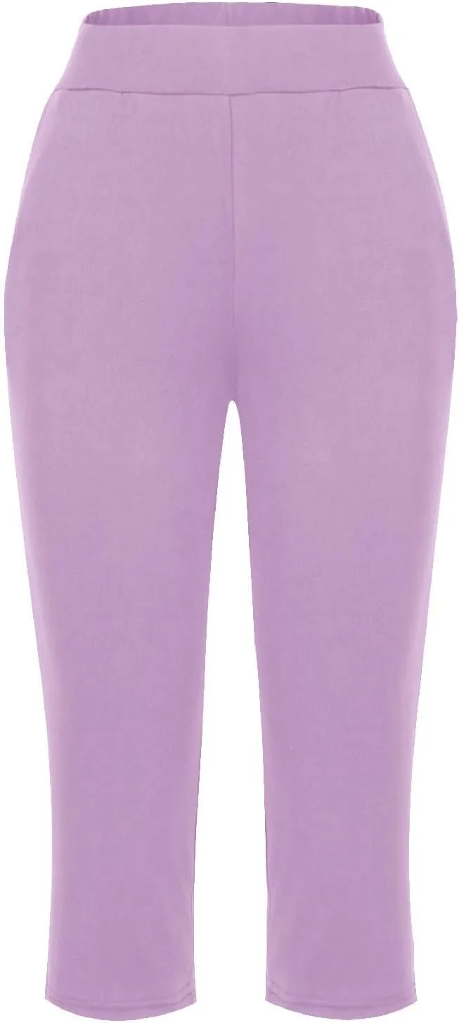 Yoga Capri for Women Loose Fit Comfy High Waisted Cropped Pants Summer Going Out Capris Athletic Sweatpants Pockets