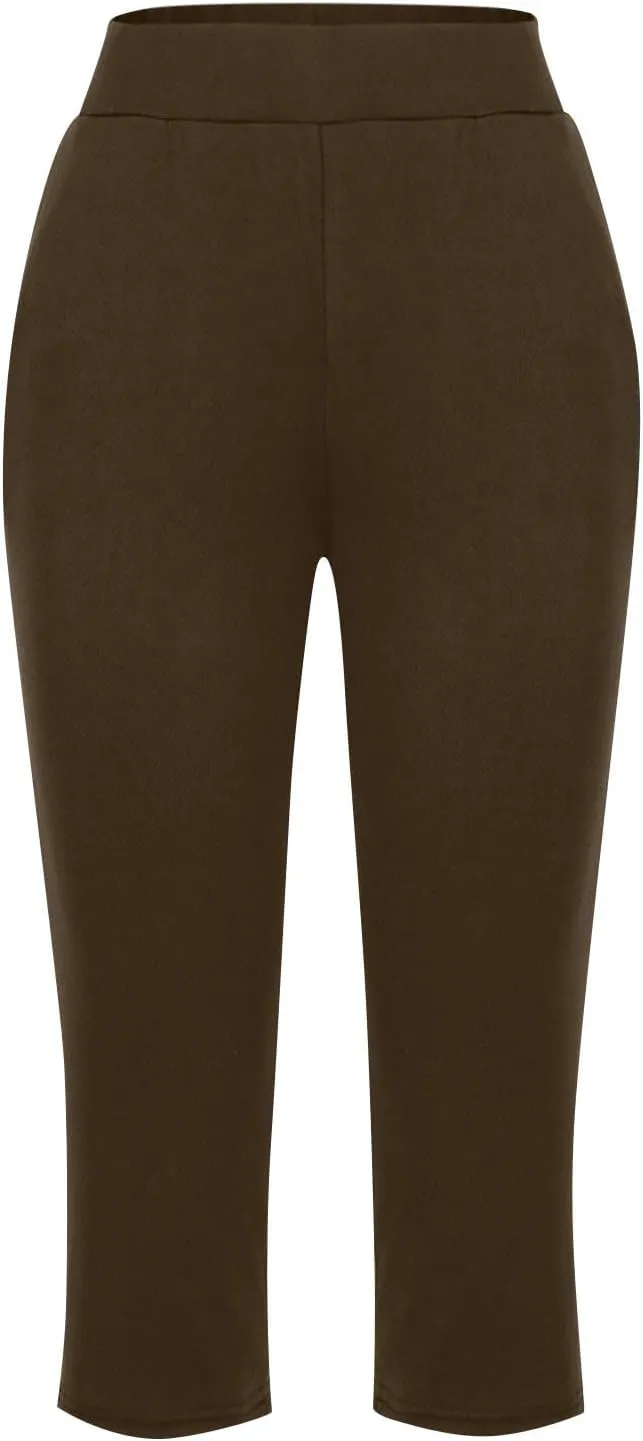 Yoga Capri for Women Loose Fit Comfy High Waisted Cropped Pants Summer Going Out Capris Athletic Sweatpants Pockets