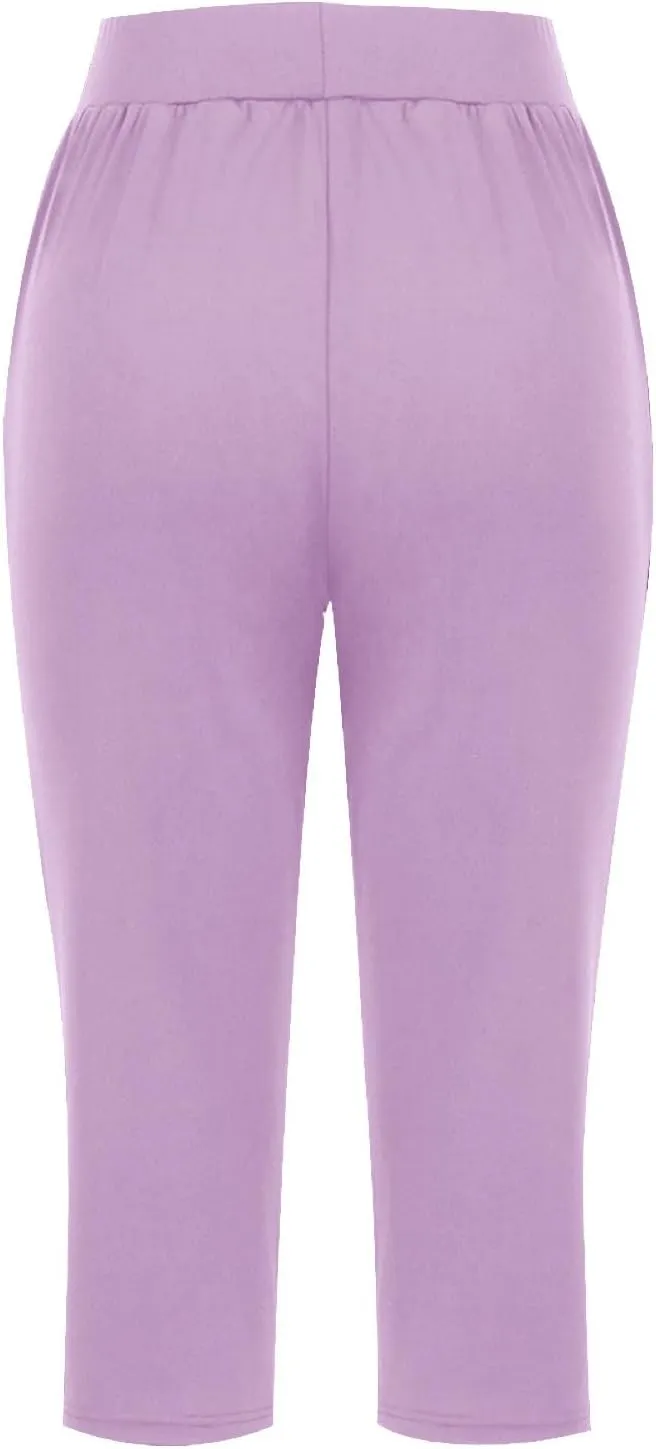 Yoga Capri for Women Loose Fit Comfy High Waisted Cropped Pants Summer Going Out Capris Athletic Sweatpants Pockets