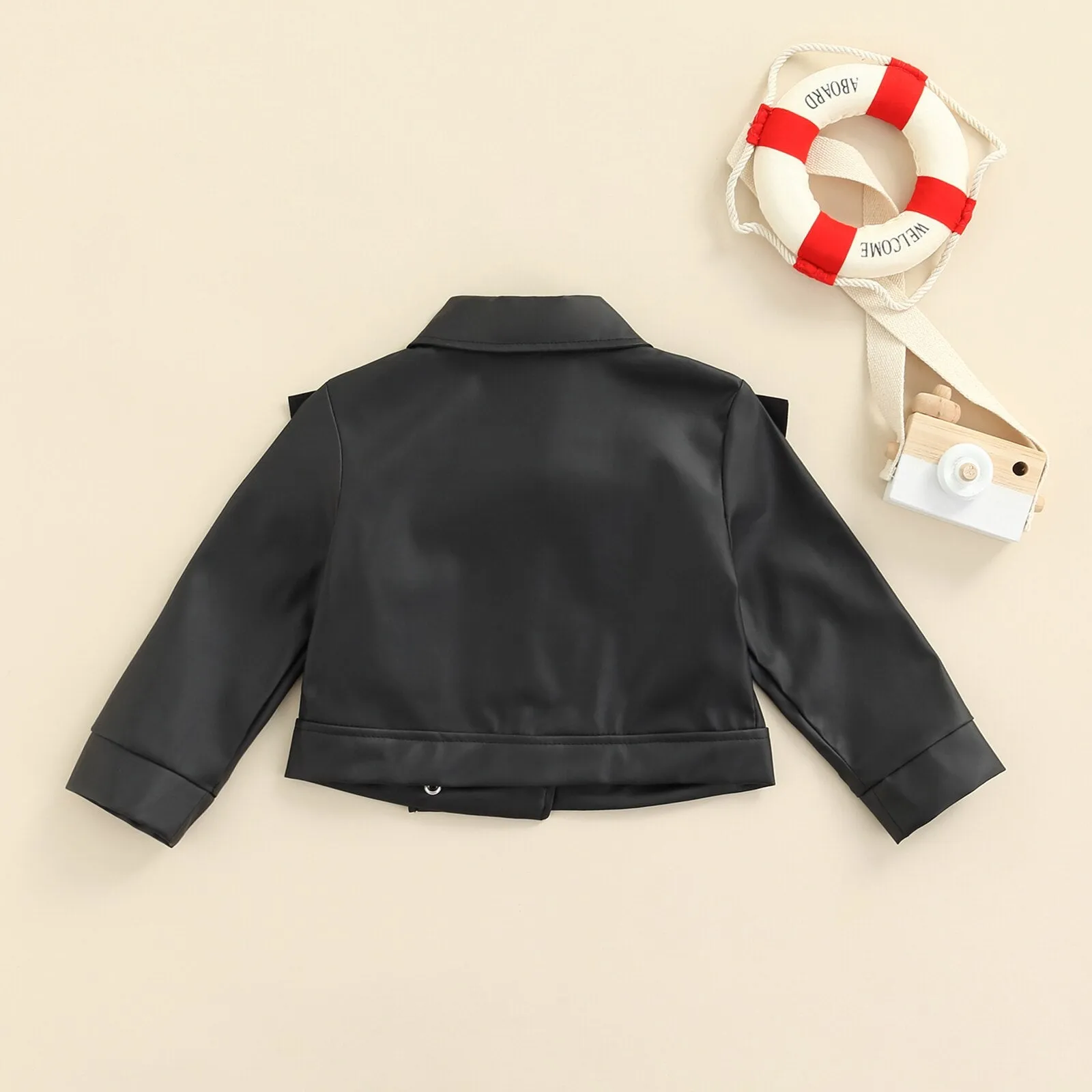 Zipper Jacket with Ruffle Decoration Lapel Version Windproof Spring Clothing, 2-7yr