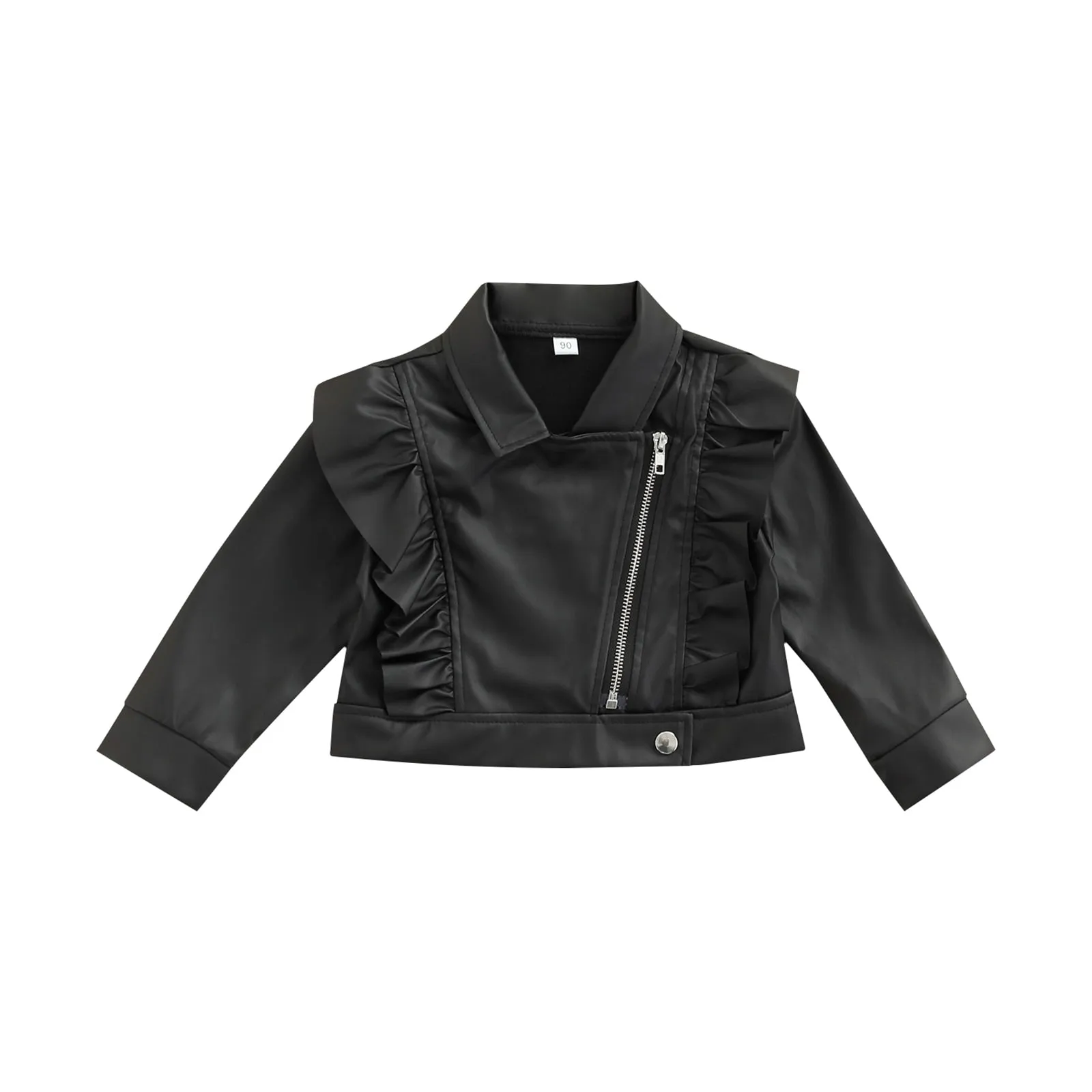 Zipper Jacket with Ruffle Decoration Lapel Version Windproof Spring Clothing, 2-7yr