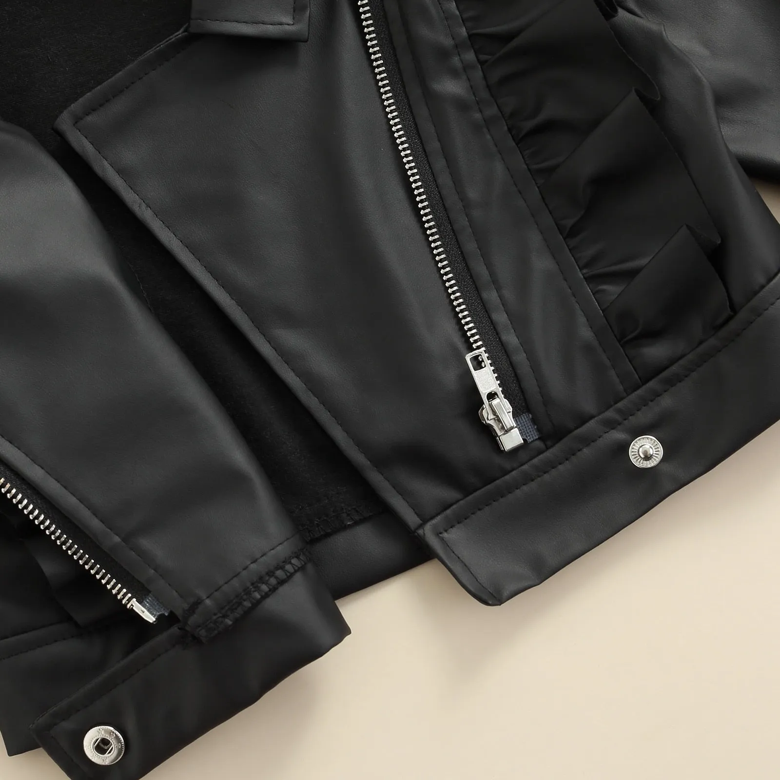 Zipper Jacket with Ruffle Decoration Lapel Version Windproof Spring Clothing, 2-7yr