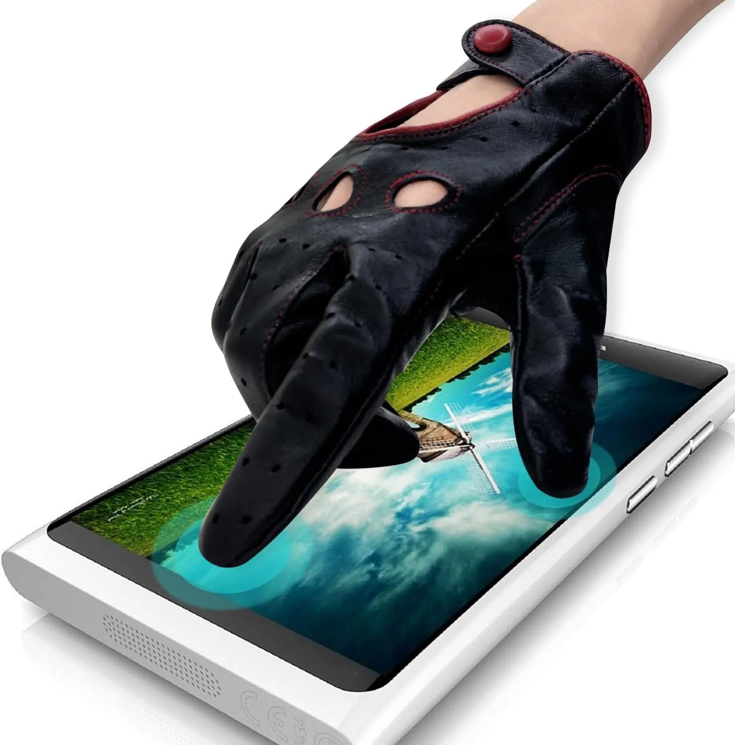 ZLUXURQ Womens Vintage TouchScreen Leather Driving Gloves Unlined -Soft And Thin Quality Italian Lambskin